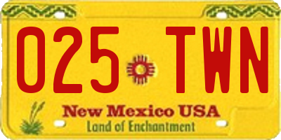 NM license plate 025TWN