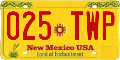 NM license plate 025TWP