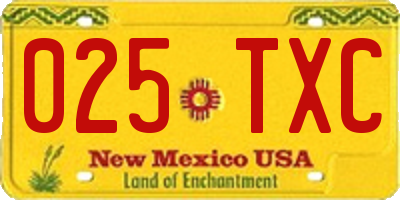 NM license plate 025TXC