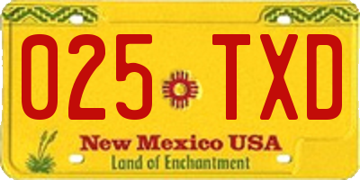 NM license plate 025TXD