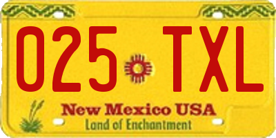 NM license plate 025TXL