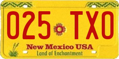 NM license plate 025TXO