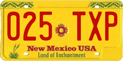 NM license plate 025TXP