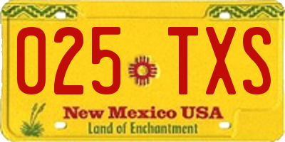NM license plate 025TXS