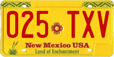 NM license plate 025TXV