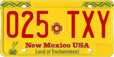 NM license plate 025TXY