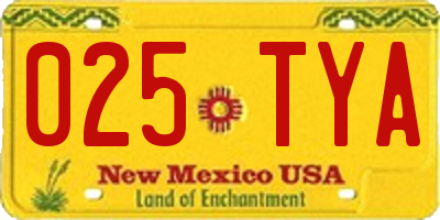 NM license plate 025TYA
