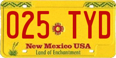 NM license plate 025TYD