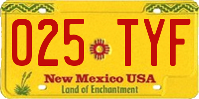 NM license plate 025TYF