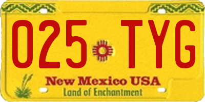 NM license plate 025TYG