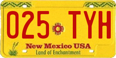 NM license plate 025TYH