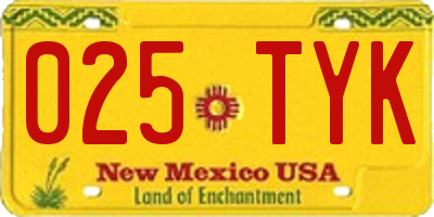 NM license plate 025TYK