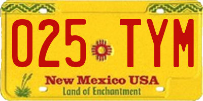 NM license plate 025TYM