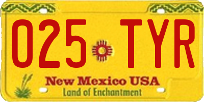 NM license plate 025TYR