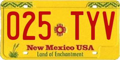 NM license plate 025TYV