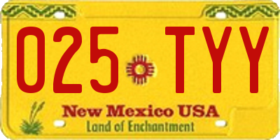NM license plate 025TYY