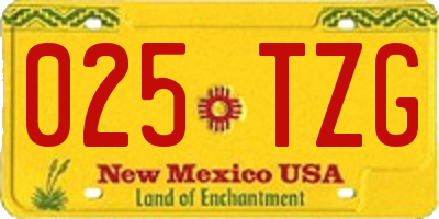 NM license plate 025TZG