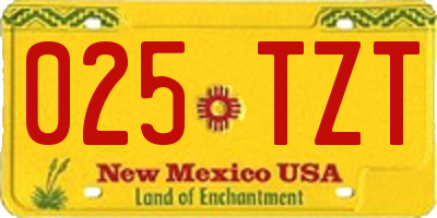 NM license plate 025TZT