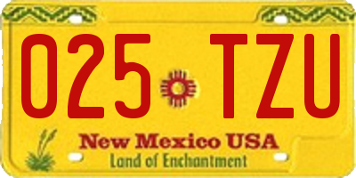 NM license plate 025TZU