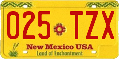 NM license plate 025TZX