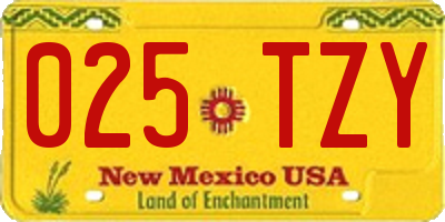 NM license plate 025TZY