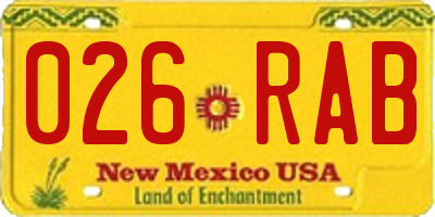 NM license plate 026RAB