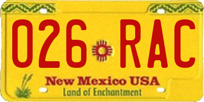 NM license plate 026RAC