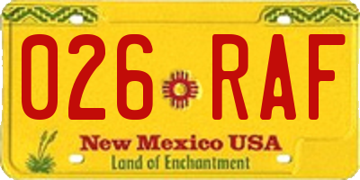 NM license plate 026RAF