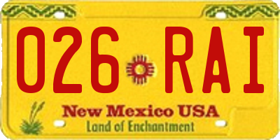 NM license plate 026RAI