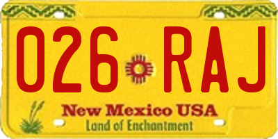 NM license plate 026RAJ