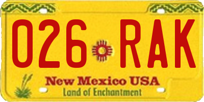 NM license plate 026RAK