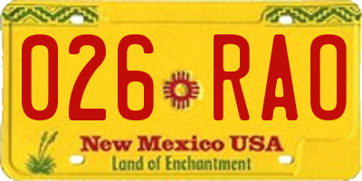 NM license plate 026RAO