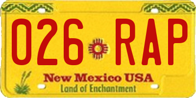 NM license plate 026RAP