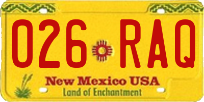 NM license plate 026RAQ