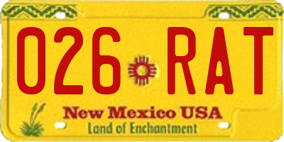 NM license plate 026RAT