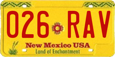 NM license plate 026RAV