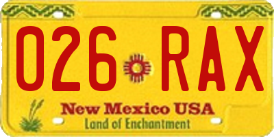 NM license plate 026RAX