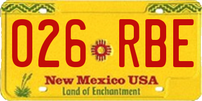 NM license plate 026RBE