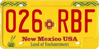 NM license plate 026RBF
