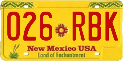 NM license plate 026RBK