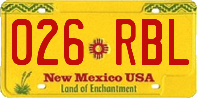 NM license plate 026RBL