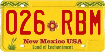 NM license plate 026RBM