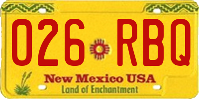 NM license plate 026RBQ