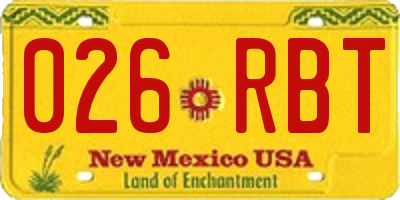 NM license plate 026RBT