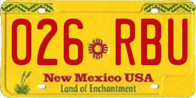 NM license plate 026RBU