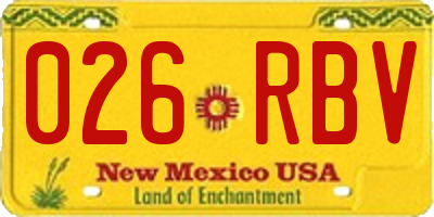 NM license plate 026RBV