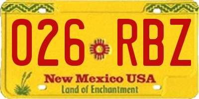 NM license plate 026RBZ