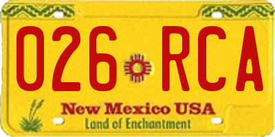 NM license plate 026RCA