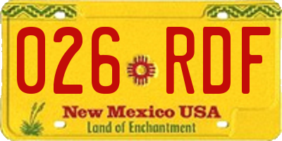 NM license plate 026RDF
