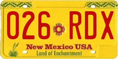 NM license plate 026RDX